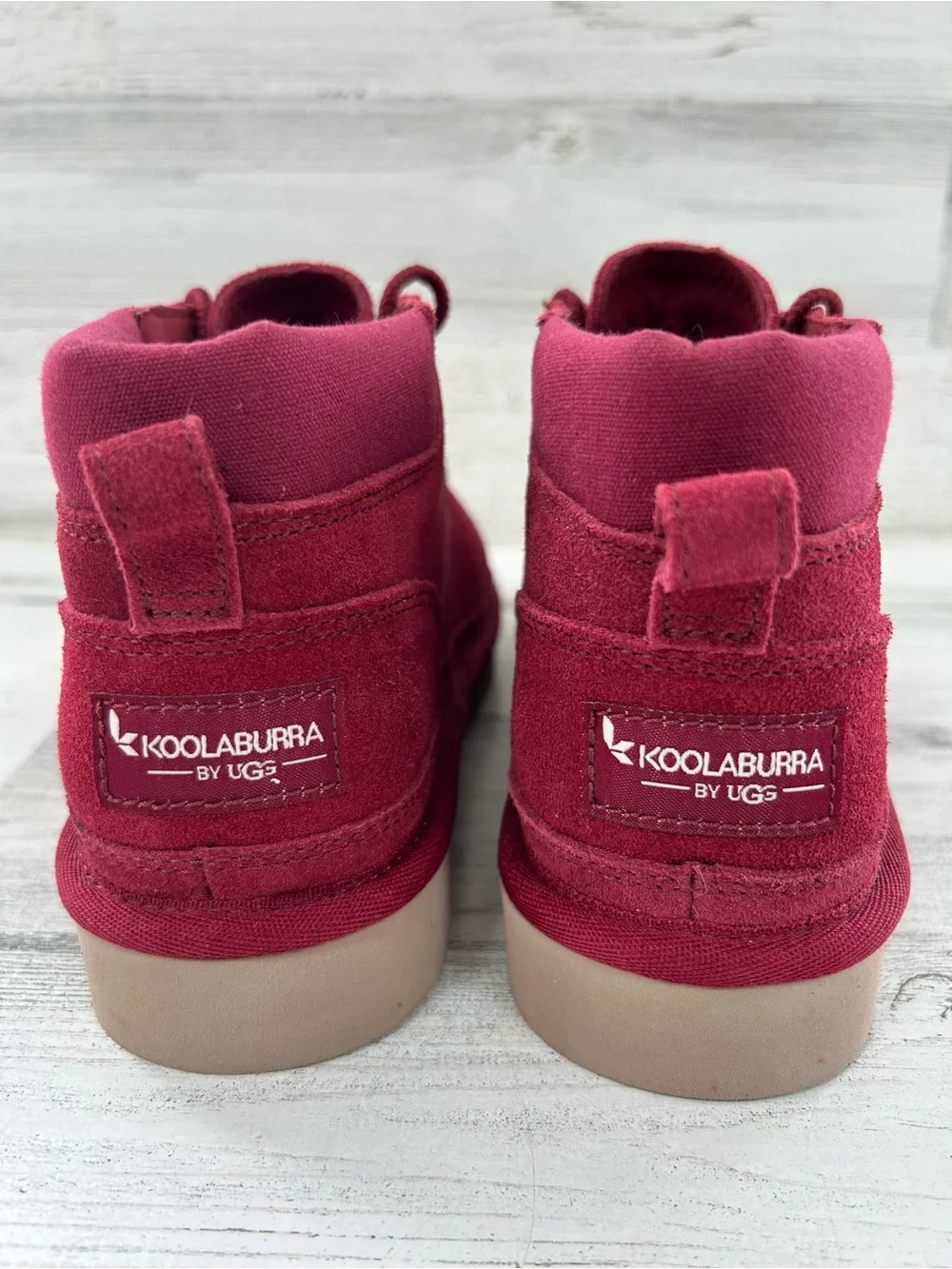 KOOLABURRA by UGG Advay Cranberry Red Suede Lace-Up Booties NEW 6
